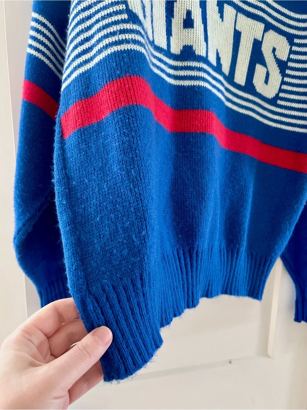 Vintage 80s NFL New York Giants Blue wool Crewneck Sweater by Cliff Engle
